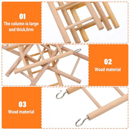 4 Pcs Wooden Bird Ladder, Bird Ladder for Cage, Birds Toys for Parakeets Parrots Lovebirds Cockatoo Birdie Basics Climbing Supplies(3&4&5&6 Step)