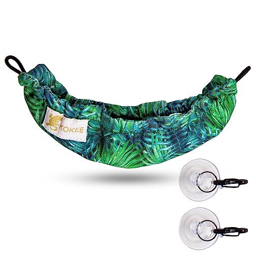 Crested Gecko Tank Accessories, Reptile Hammock, and Lizard Hammock (100% Polyester, 7.5 inches x 2 inches, one Suction Cups) Accessories Hide, Tie Dye, Blue Dots, Green Leaf, Gold Leaf