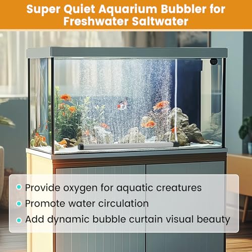 hygger Aquarium Bubble Strip, Nano Air Bubble Curtain Wall Aquarium Air Stone Kit, Quiet High Dissolved Oxygen Diffuser Fish Tank Bubbler Decorations for Freshwater Saltwater (5.9 Inch) - size: 5.9 Inch