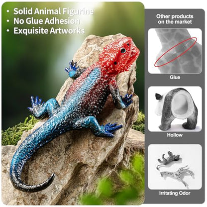 6PCS Large Lizard Figurines Animal Toys, Realistic Plastic Reptile Animal Figures, Includes Bearded Dragon,Green Iguana,Frilled,Coast Horned,Plains Rock Figures, Educational Toy for Kids - style: 6PCS Lizards-1
