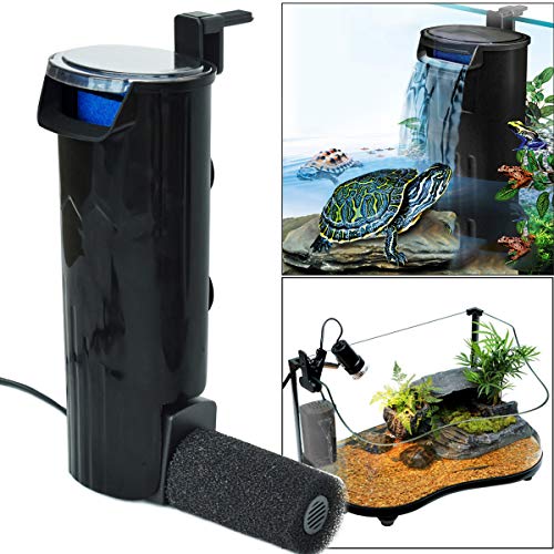 Turtle Filter Aquarium Filter Low Water Level Internal Filter Waterfall Flow Aquarium Pump for Turtle Tank Fish Tank Reptiles Shrimp Frog Crab Tank Amphibian Tank(Filter 2020) - size: Filter 2020