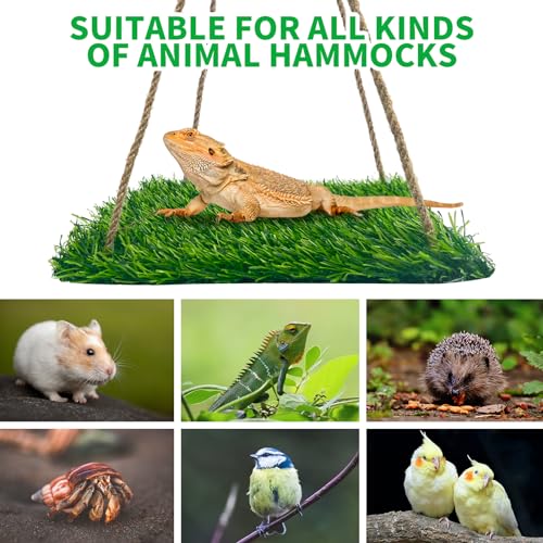 FlidRunest Large Green Bearded Dragon Hammock, Soft Reptile Lounger Terrarium Hanging Hammock for Hermit Crab, Lizard
