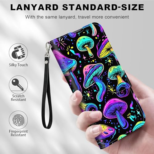 for Cricket Outlast 5G 2024 Wallet case with RFID Blocking Credit Card Holder Kickstand, Folio Flip PU Leather Shockproof Protective Cover for AT&T Motivate Pro 5G, Mushrooms 02 - color: Mushrooms 02