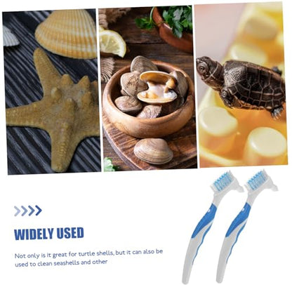 2pcs Bristles Double-Sided Brush Turtle Shell Clean Brush for Reptile Multi-Functional Home Cleaning Tool