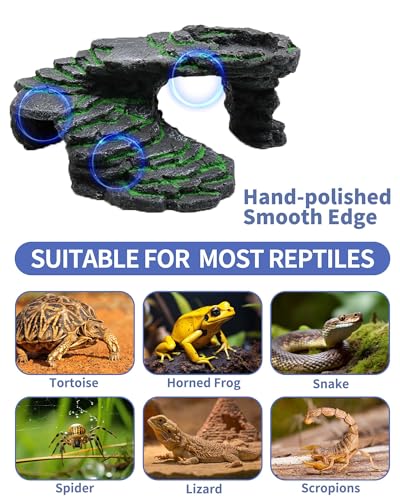 Moonorange Turtle Basking Platform Turtle Tank Decoration for Aquariums & Terrarium, Turtle, Lizard, Reptile Habitat Hideout (Black)