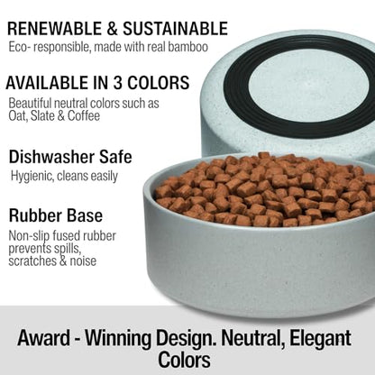 Loving Pets - Dolce Bamboo - Eco-Friendly Pet Bowls & Dishes for Dog, Cats, Puppy Food and Water Dish -Sustainable and Dishwasher Safe, Made with Real Bamboo (Large, Slate-Grey) - color: Slate Grey, size: Large Dish