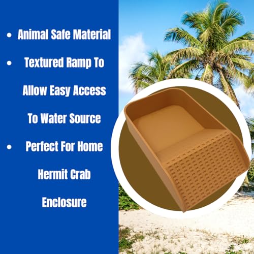 Hermit Crab Watering Pool | Platform Pool Accessory with Access Ramp for Hermit Crabs | 6.5" x 4" | Made in USA (Salt Only, Tan) - color: Salt Only, Tan
