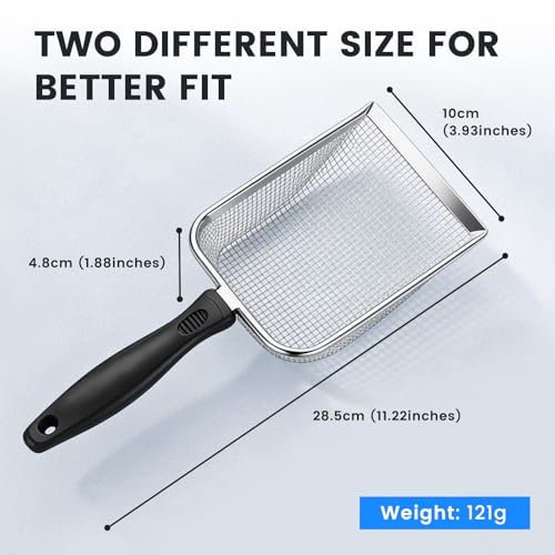 Cat Litter Scoop, Stainless Steel Mesh Scoop Away Cat Litter, Kitty Litter Scoop 2.8mm Hole, Non-Stick Cat Litter Scoop for Crystal Litter|Pine Pellets|Small Pieces, Litter Cleaner Beach Mesh Shovel