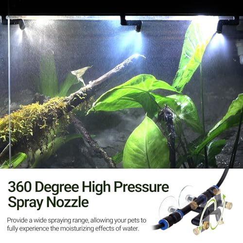 REPTI ZOO 10L Reptile Mister Fogger Mister for Reptile Tank Reptile Misting System Extremely High-Pressure Silent Pump Reptile Humidifier Terrarium Mister with 2PCS Nozzles for Reptiles/Amphibians