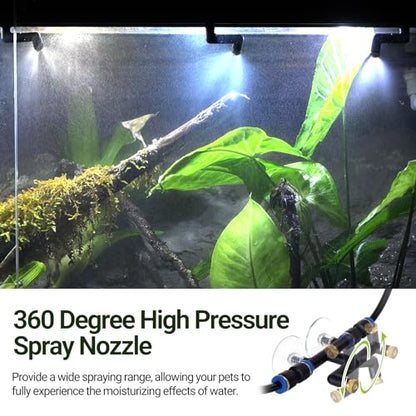 REPTI ZOO 10L Reptile Mister Fogger Mister for Reptile Tank Reptile Misting System Extremely High-Pressure Silent Pump Reptile Humidifier Terrarium Mister with 2PCS Nozzles for Reptiles/Amphibians