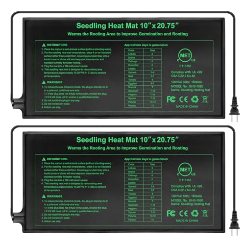 Upgraded MET Certified Seedling Heat Mat 10"x20.75",Waterproof Plant Heating Mat Heating Pad for Seed Germination,Hydroponic Heating Pad Seed Starter (2 Pack) - size: 10"x20.75" 2pack