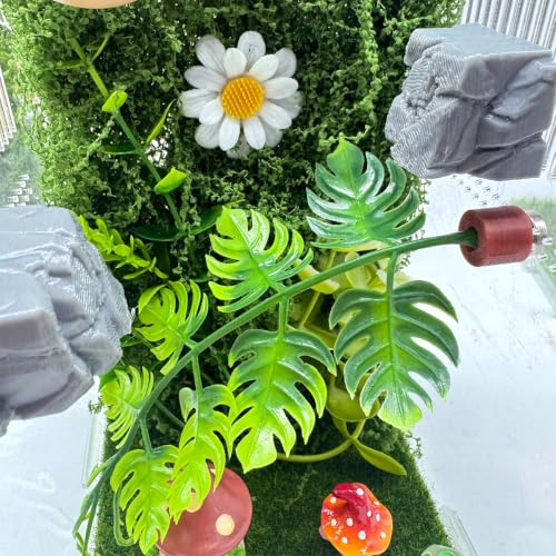 7 Pcs Jumping Spider Accessories Set, Magnetic Hide Cave Rock Ornament Artificial Plants Vines, Reptile Tank Accessories for Jumping Spider Mantis