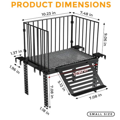 Turtle Basking Platform with Ramp, for 10-30 Gal Tank | Sliding hooks adjust water depth easily. Fits 11-13 inch rim. Rust-proof SS, non-slip ramp for safe climbing.
