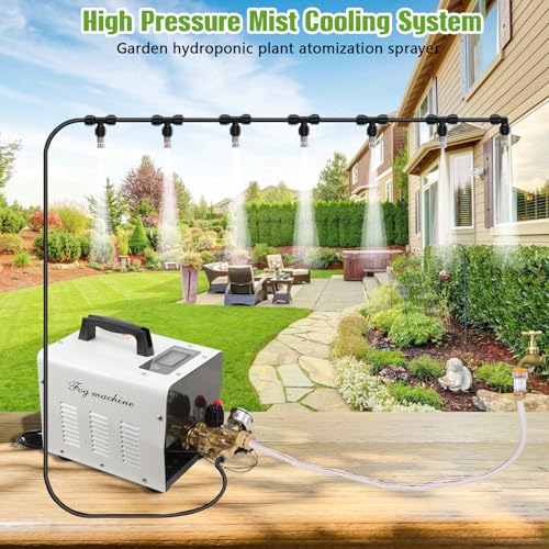 860PSI High Pressure Mist Cooling System Pump with 20pcs Nozzles, 180W Mister System for Outside Patio, Patio Misting Mister System Kit Greenhouse Misting System