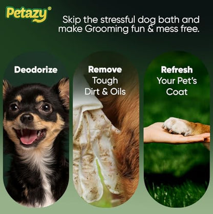 Pet Glove Wipes for Dogs & Cats – Hypoallergenic Thick Cleaning Gloves with Aloe & Coconut Oil for Paws, Face, Ears & Butt, Instant No Rinse Grooming Wipes to Deodorize and Hydrate, 2x25 Pack - color: 2x25 Glove Wipes
