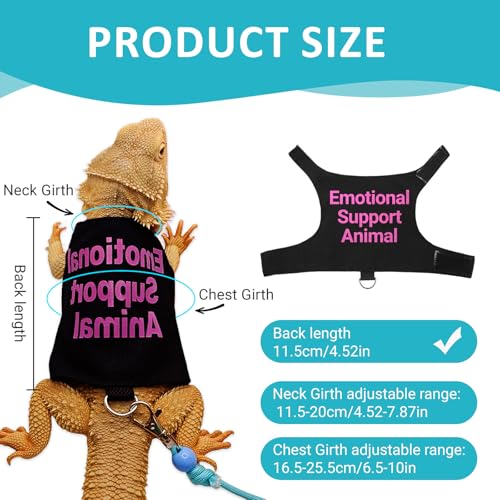 Bearded Dragon Lizards Clothes with Leash Set - Cute Lizard Reptile Small Animal Adjustable Harness Clothes for Walking Outdoor Security Costume Photo Prop(Pink - color: Pink