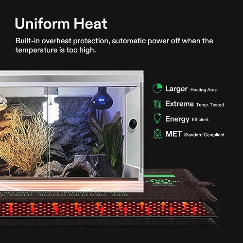 VIVOSUN Reptile Heating Pad 8x18 Inch with Thermostat Combo Under Tank Terrarium Heating Mat for Turtles, Lizards, Frogs, and Other Reptiles (Pack of 2) - size: 8x18 Inch with Thermostat (Pack of 2)