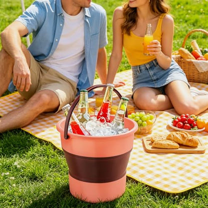 Collapsible Bucket 4.5 Gallon/17L Large Plastic Household Cleaning Mop Buckets Foldable Water Bucket for Car Wash Fishing Camping Beach (Pink-Large) - color: Pink-large