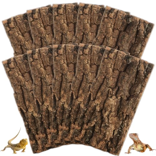 10PCS Cork Terrarium Background 7.9x3.9in Reptile Tank Background Board Habitat Decoration, Natural Cork Large Bark Climbing Mat for Gecko Lizard Tortoise Chameleon - size: 7.9×3.9in