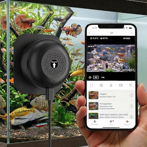 Noonkey 3MP 2K Pet Camera, 5G/2.4G WiFi Window Security Camera, No Drill Indoor Home Security Camera, Color Night Vision, 24/7 Recording, Human Detection Alarm, Work with Alexa, for Aquarium Reptile - color: Black
