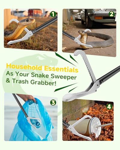 59 inch Snake Grabber, All-Aluminum Alloy Reptile Catcher Grabber | Wide Jaw Multi-Function Handling Tool with Lock, Anti-Slip Grip - size: 59 inch