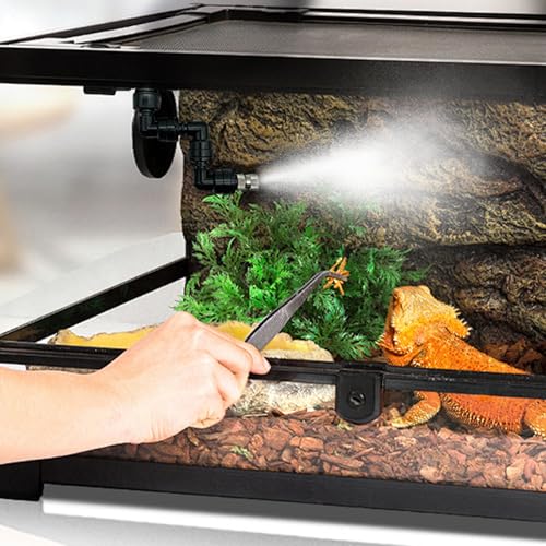 Mister for Reptile Tank, 6PCS Adjustable Misting Nozzles, 360° Reptile Mister Spray Nozzle, Quick Connect Plastic Terrarium Nozzle for Greenhouse Courtyards Gardens Plants