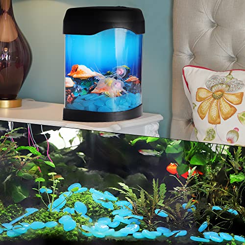 OSOPOLA 150 PCS Blue Glow Rocks Luminous Stones DIY Pebbles Aquarium Garden | OSOPOLA Blue Glow Rocks Luminous Stones DIY Pebbles For Aquarium Garden Path Patio FD05BL150 - color: Blue/150 pcs, size: 2.5x2x0.5cm