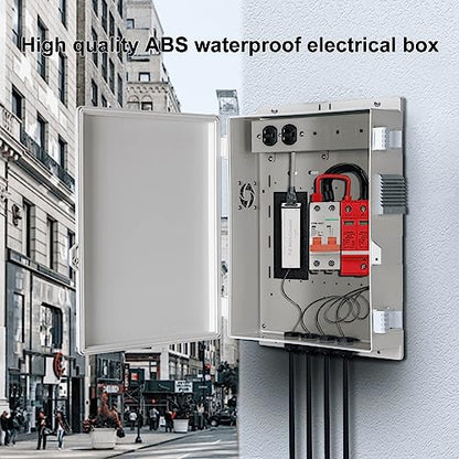 Namunanee Outdoor Electrical Junction Box with High Power Outlet, ABS Water Resistant Enclosure with Internal Mounting Panel & Hinged Cover (16" H* 12" L* 4" W) - size: 16"H x 12"L x 4"W & Outlet
