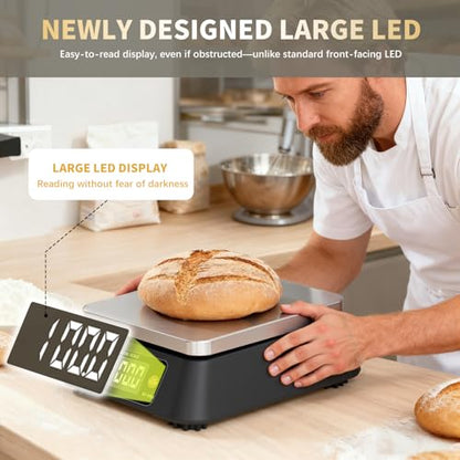 Kitchen Scales Digital Weight Grams and Ounces, YONCON KF-H8U Food Scale for Bakers, Candle and Soap Making, Baking Scale with Stainless Steel Large Platform, 22lb, 3*AA Batteries and AC Power Adapter
