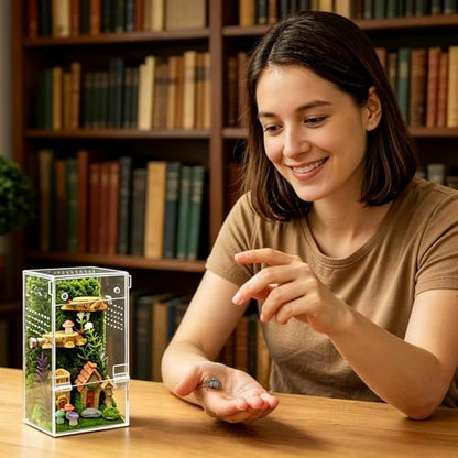 Jumping Spider Enclosure Starter Kit,Escape Proof Reptile Terrarium | Praying Mantis Terrariums,Transparent Acrylic Complete Bug Habitat,All In One Arboreal Tarantula Cribs Cage,Insect Container - color: Transparent, size: Small