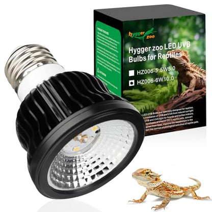 High Intensity UVB Reptile Light Bulb 6W 10.0 Full Spectrum UVA UVB for Reptiles simulating Sunlight Promote Synthesis of Vitamin D3 in Reptile Pets for Turtle,Lizard,Bearded Dragon,Spider - size: 6W10.0