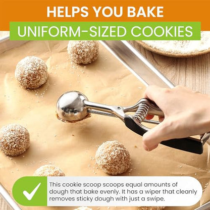 Spring Chef Medium Stainless Steel Cookie Scoop, #40, 1.7 Tablespoon, Black | Cookie Scooper for Baking, Melon Baller Scoop, Ice Cream Scooper with Trigger Release, Dishwasher Safe Cupcake Scoop - color: Black, size: #40 - Medium - 1.7 Tbsp