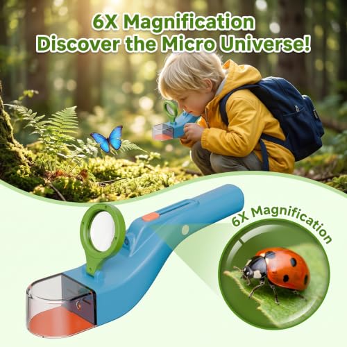 Baideluo Kids Bug Catcher with LED Light & Magnifying Glass (Blue) - color: Blue