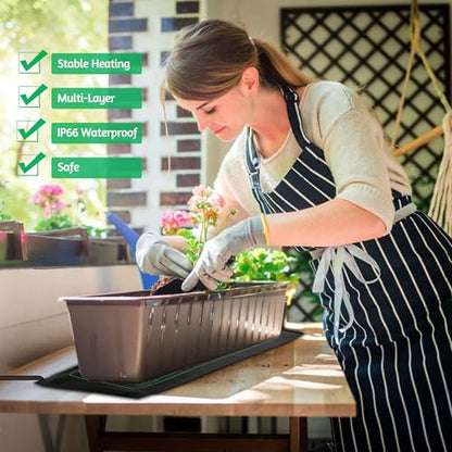 LOCONHA Seedling Heat Mat for Seed Starting, 10" x 20.75" Waterproof | Heating Pad for Indoor Plants Germination (Black 4 Pack) - color: Black 4 Pack
