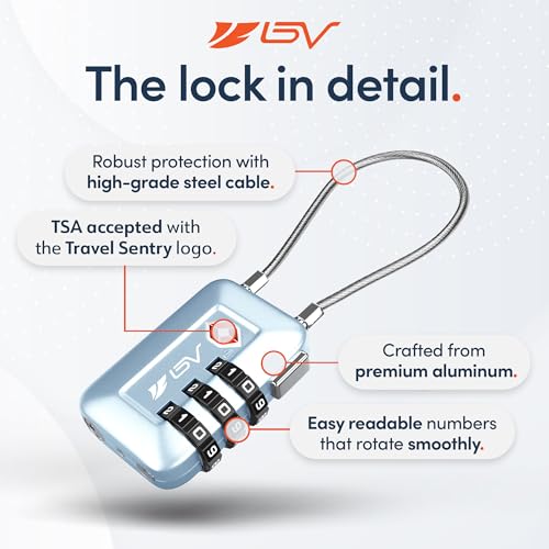 TSA Accepted Luggage Travel Lock, Set-Your-Own Combination Lock for School Gym Locker, Luggage Suitcase Baggage Locks, Filing Cabinets, Toolbox, Case Arctic Blue, 2 Pack (Limited Edition) - color: Arctic Blue 2-Pack
