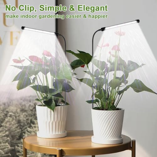 Grow Light 2 Pack, 6000K Full Spectrum Gooseneck Growing Lamp for Indoor Bonsai Pot Succulents Micro Greens Mini Plants, Dimmable & Auto Timer 4 8 12H - size: 30W