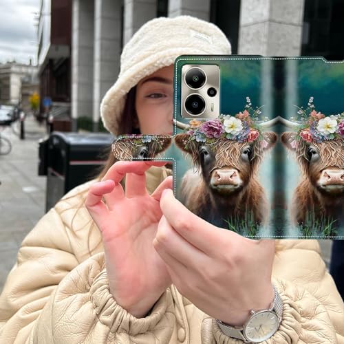 for Cricket Outlast 5G Phone Case 2024,AT&T Motivate Pro 5G Phone Case with Card Holder & Kickstand & Wrist Strap Wallet Flip Folio Leather Magnetic Protective Cover,Cute Highland Cow - color: Cute Highland Cow, size: Cricket Outlast 5G 2024/ATT Motivate