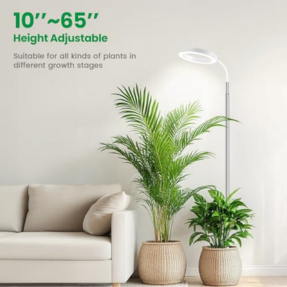 Halo Grow Light, Full Spectrum with Gooseneck, 3 Pack | 6000K Plant Light,3 Colors Modes,5 Dimmable Levels,6/12/16H Timer,65'' Height Adjustable,Soil Insert - size: White-3Pack