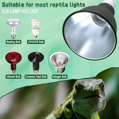 BNOSDM Reptile Light Fixture,5.5 Inch High Deep Dome Reptiles Heat Lamp Fixture for UVB UVA Bulb,Heat Basking Bulb,Optical Reflection Heat Lamp Fixtures for Reptile Amphibian Tank Terrariums - size: 5.5 Inch High Deep