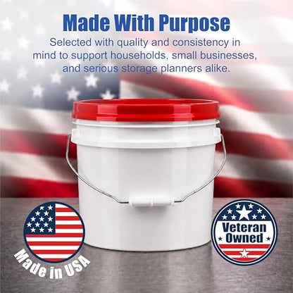 3.5 Gallon Bucket, Food-Grade w/Lid, BPA-Free, Red,6 Packs | Airtight Gamma Seal Screw-On Lid, Heavy-Duty 90 Mil HDPE Plastic, Food Safe and Durable Container, Bulk Storage, Made in USA - color: Red, size: 6 Packs
