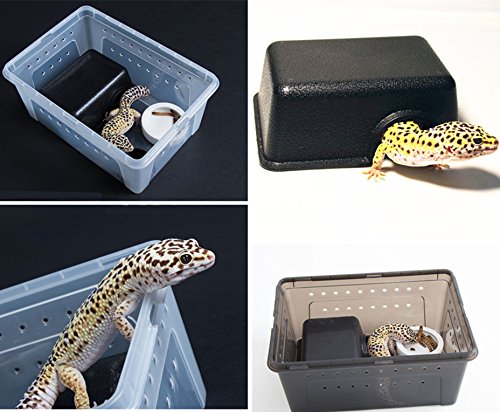 Hypeety Reptile Hide Box Small Animal Hide Cave for Snakes Lizards Geckos | Durable, safe material, smooth surface, maintain humidity, easy to clean, provides secure hiding space, balck, 1 pack, M