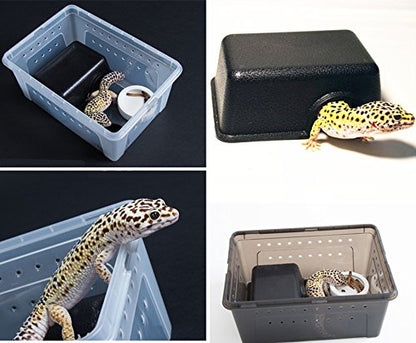 Hypeety Reptile Hide Box Small Animal Hide Cave for Snakes Lizards Geckos | Durable, safe material, smooth surface, maintain humidity, easy to clean, provides secure hiding space, balck, 1 pack, M