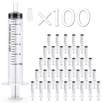 100Pack 10ml Plastic Small Measuring Syringes with Tip Cap | Oral Syringe for Scientific Labs, Feeding Pets, Measurement,Refilling, No Needle