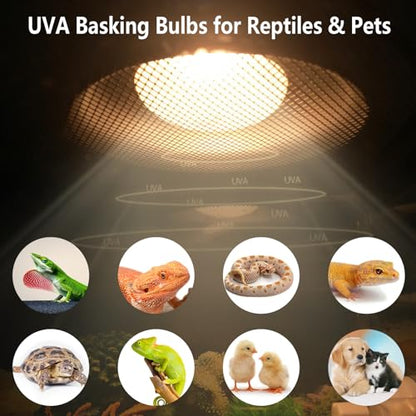 Pack of 4 Reptile Basking Light Bulbs - Incandescent 75W Simulated Sunlight UVA Heat Lamp Bulbs for Bearded Dragons, Geckos, Iguanas, Lizards, Amphibians & Small Pets - color: Uva Bulbs (4pcs), size: 75W