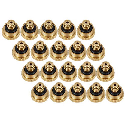 KUWAN 0.016" Orifice (0.4mm) Thread UNC 10/24 Brass Misting Nozzles 20PCS | Low Pressure Atomizing Misting Sprayer Water Hose Nozzle for Greenhouse, Landscaping, Outdoor Cooling Mister System - color: 20PCS