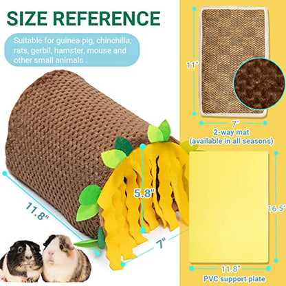 Guinea Pig Hideout, Fleece Tunnel House Small Pet Cage Accessories | Soft Play & Sleep Small Animal Hideout Tube, Cozy Bed Nest for Hamster Rat Chinchilla Hedgehog - color: Brown
