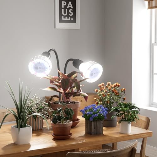 Grow Light,24W (160Watts Equiv) 5000K White Full Spectrum LED Growing Lamp Clip on Desk for Indoor Plants,Bulbs Replaceable & Non-dimmable (Black, 160W) - size: 160W
