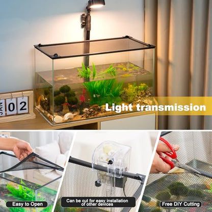 Uross Fish Tank Lid Magnetic Aquarium Lid Tank Hood top Cover Anti-Jumping Net Cover Mesh to Protect Fish Jumping Out of