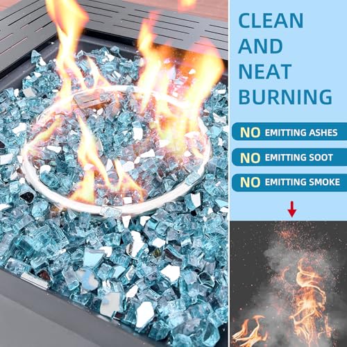 20 Pounds Fire Glass 1/2 Inch High Reflective Tempered Firepit Glass | Aqua Blue Rocks for Fireplace, Fire Pit Table, Fire Bowl and Landscaping & DIY Crafts - color: Aqua Blue, size: 1/2 inch, 20lb