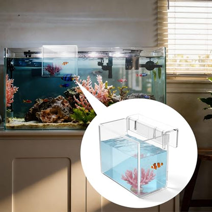 Hatchery Incubator Tank for Fish & Corals, Drip Acclimation Container | Hanging Acclimation Breeding Box for Saltwater & Freshwater Aquariums, for Small Fish Shrimp Turtles & Betta, Aquarium Decor
